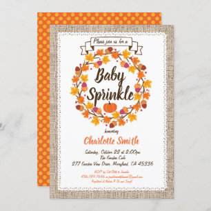 Pumpkin bebê sprinkle convite burlap wreath