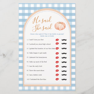 Pumpkin Boho Blue Gingham Disse Que Disse Jogo