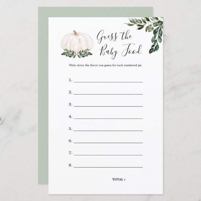 Pumpkin Branco Adivinha Os Cartões De Jogo Da Comi (Frente/Verso)