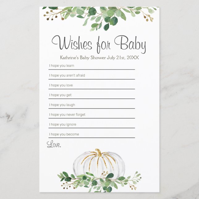 Pumpkin branco Greenerescência Floral Desejos para (Frente)