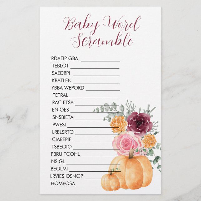 Pumpkin Burgundy Pink da queda do chá de fraldas (Frente)