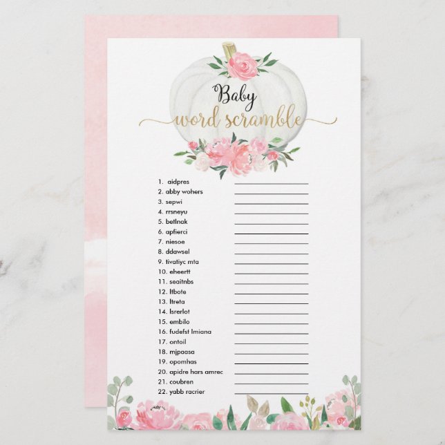 Pumpkin cor-de-rosa verde Bebê chá (Frente/Verso)