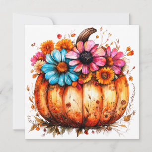 Pumpkin de Queda Floral de Aquarela