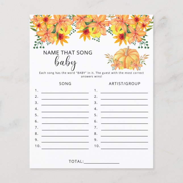 Pumpkin - Dê um nome ao jogo de chá de fraldas da  (Frente)