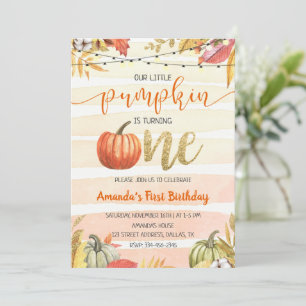 Pumpkin Dourado Queda Laranja Primeiro Convite de