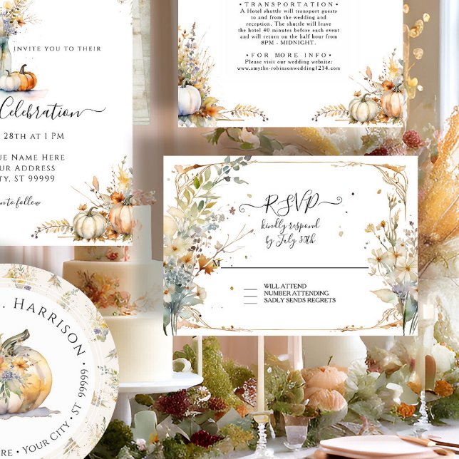Pumpkin Fall Autumn Deixa Casamento RSVP (Criador carregado)