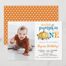 Pumpkin Fall First Birthday convite fotografia