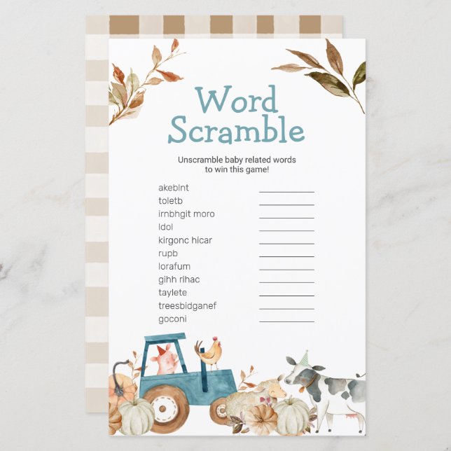 Pumpkin Fazenda Animal Trator Floral Palavra (Frente/Verso)