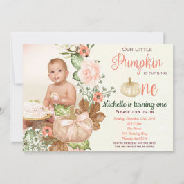 Pumpkin Floral Primeiro Convite Russo de Aniversár