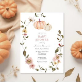 Pumpkin Floral Wreath Chá de fraldas Convite
