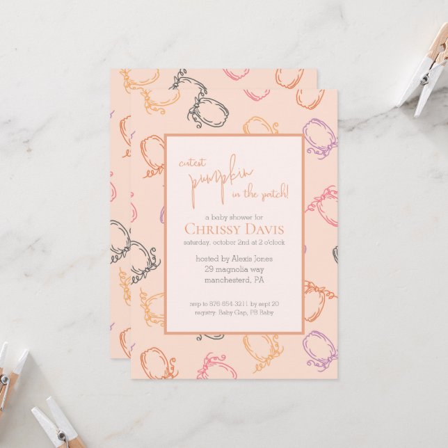 Pumpkin mais leve no Convite para Chá de fraldas d (Frente/Verso In Situ)