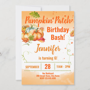 Pumpkin Patch Birthday Bash Convite