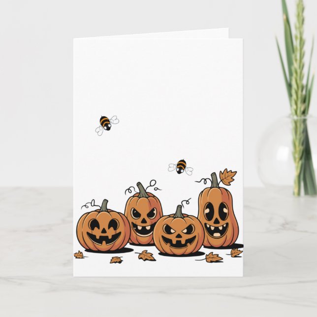 Pumpkin Patch Buzz – Cartão de Halloween da Busy B (Frente)