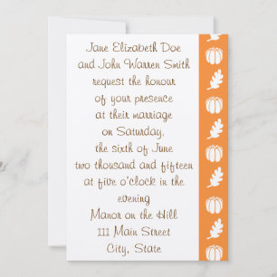 Pumpkin Patch no Convite de Casamento Laranja