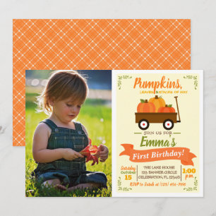 Pumpkin Patch Wagon Queda Foto Convite de Aniversá