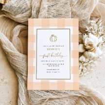 Pumpkin Peach Gingham Birthday Foil Invent
