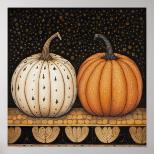 Pumpkin pintando outono - poster da parede da cozi