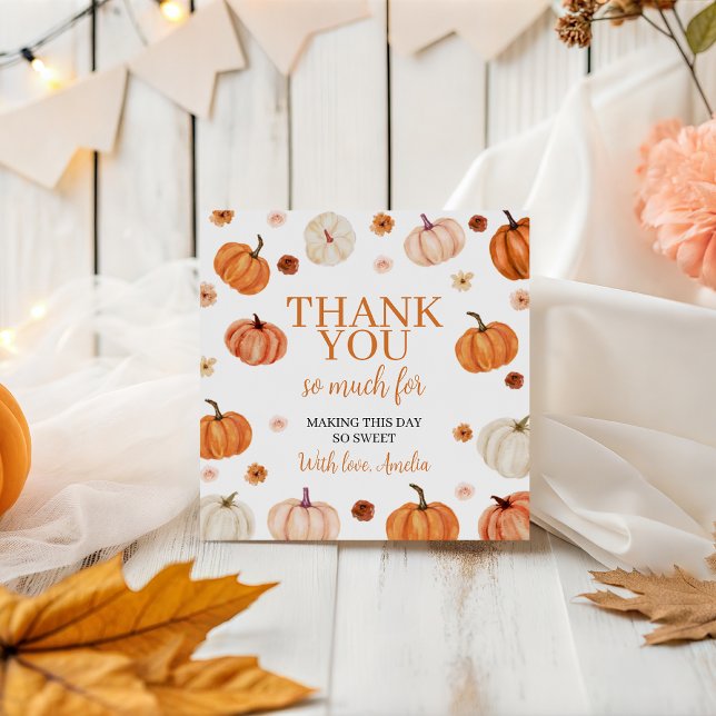 Pumpkin Primeiro Aniversário Obrigado Etiqueta (Criador carregado)
