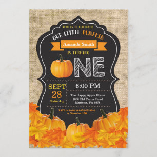 Pumpkin Primeiro Convite de Aniversário Laranja Bu