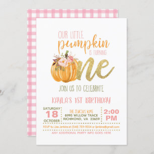 Pumpkin Primeiro Convite de Aniversário - Rapariga