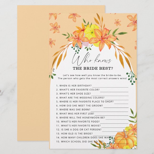 Pumpkin - Quem conhece o melhor jogo da noiva (Frente/Verso)