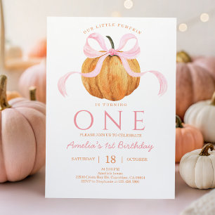 Pumpkin rosa Arco Primeiro Convite de Aniversário
