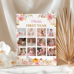 Pumpkin Rosa Primeiro Ano Foto Poster