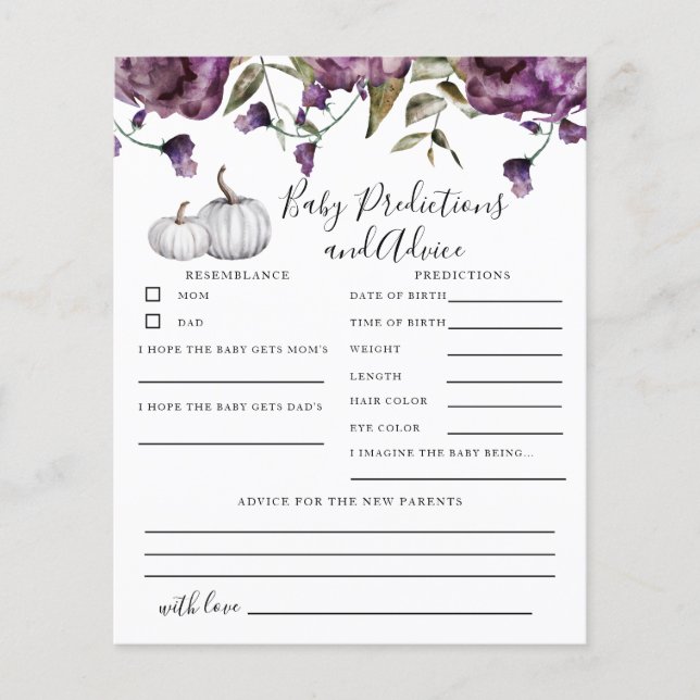 Pumpkin Roxo Predicações e Cartão de Aviso (Frente)