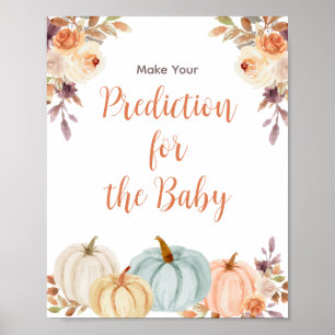 Pumpkin Rustic Floral Predications for baby Poster