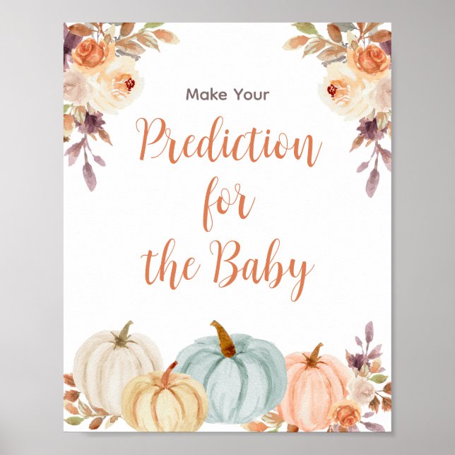 Pumpkin Rustic Floral Predications for baby Poster (Frente)