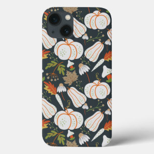 Pumpkin sem costura padrão floral preto e branco