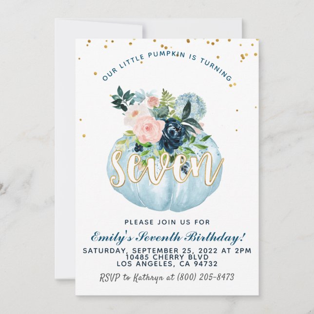 Pumpkin Sétimo Convite de Aniversário (Frente)