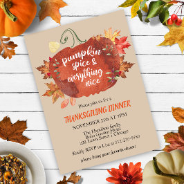 Pumpkin Spice Ação de Graças Convite Brown