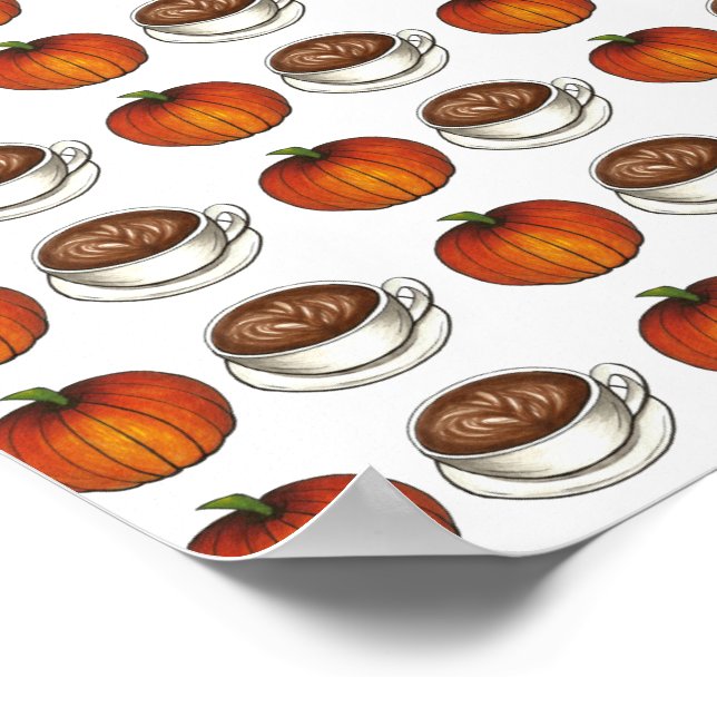 Pumpkin Spice Coffee Latino Poster de outono Arte  (Borda)
