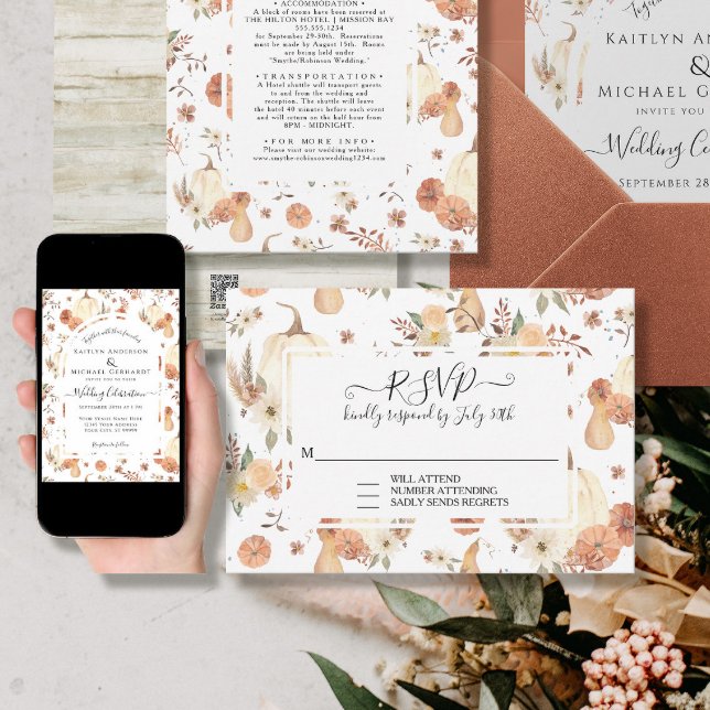 Pumpkin Spice Fall Autumn Deixa RSVP de Casamento (Criador carregado)