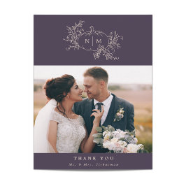 Pumpkin Vines Monograma Casamento Obrigado Cartões