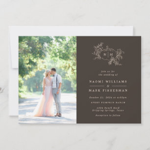 Pumpkin Vines Monograma Convite para Casamento