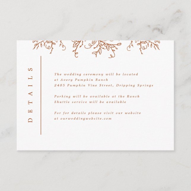 Pumpkin Vines Monograma Inserção de Casamento (Frente)