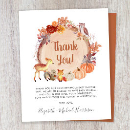 Pumpkin Woodland Animal Chá de fraldas Obrigado