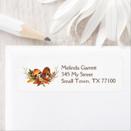 Pumpkins Cai na Etiqueta de Ação de Graças