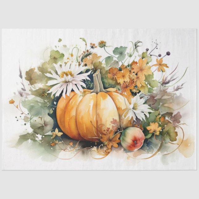 Pumpkins e Florais 1 Papel de Decoupage (Frente )