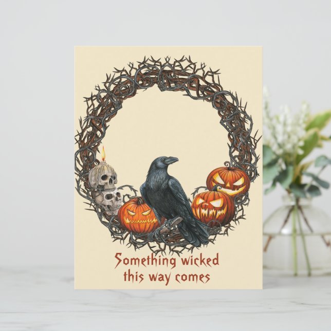 Pumpkins e Raven Wreath Halloween Scrapbook (Em pé/Frente)