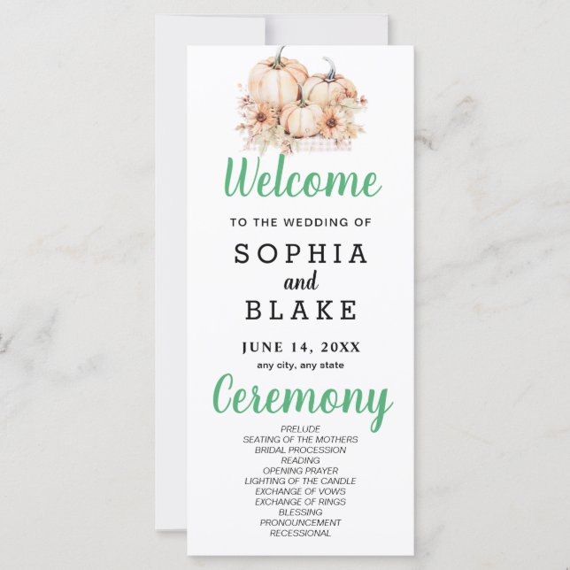 Pumpkins e Sunflower Queda Programa Casamento Bran (Frente)