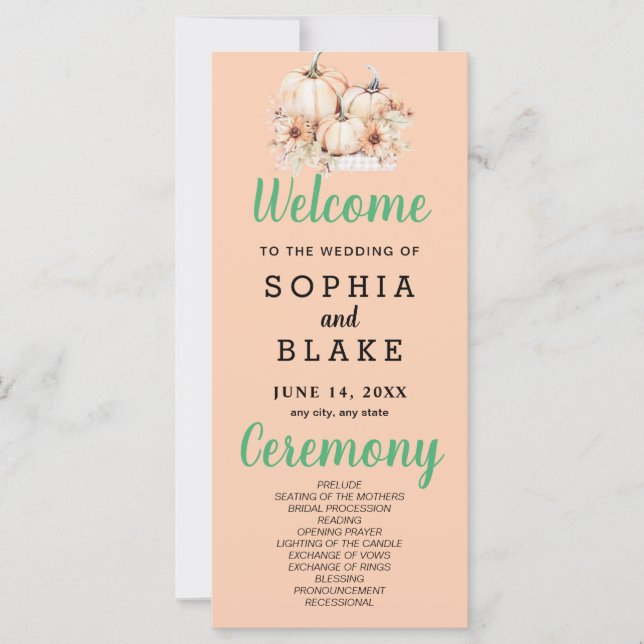 Pumpkins e Sunflower Queda Programa de Casamento L (Frente)