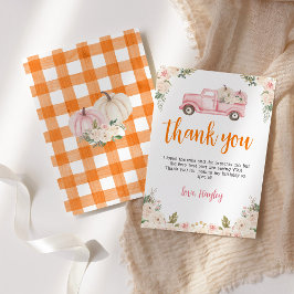 Pumpkins Floral Rosa Colhe Cartões de agradeciment