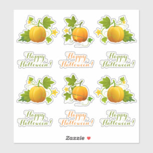 Pumpkins Laranja Bonito e Feliz Halloween! Adesivo