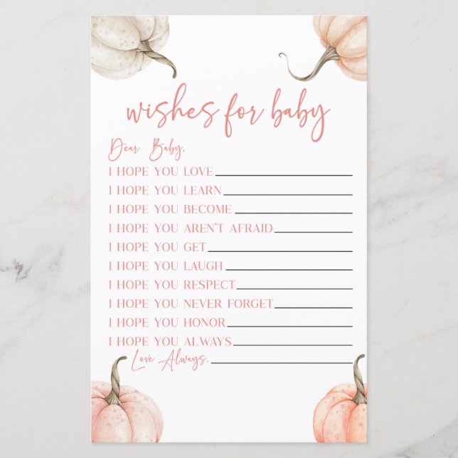 Pumpkins Rosa Cai Desejos Para Jogo De Chá de fral (Frente)