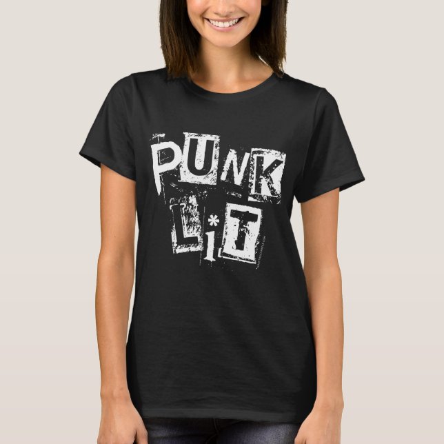 Punk Lit na Camisa Básica da Mulher Negra (Frente)