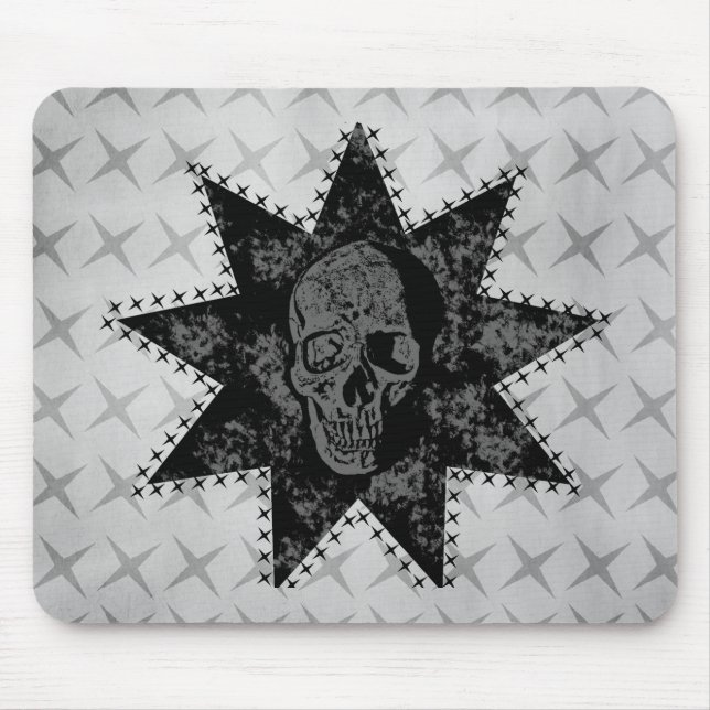 Punk Skull Mousepad (Cinza) (Frente)