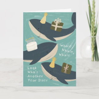 Punny Whale Celebra Grande Cartão de Aniversário